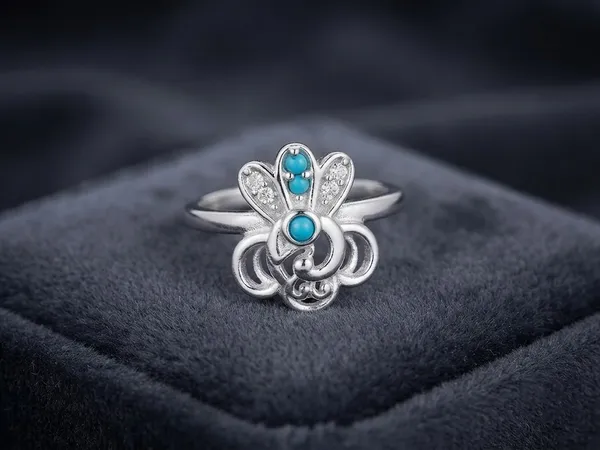 Silver_Floral_Blue_Stone_Ring_For_Women