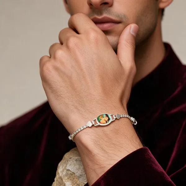 Silver_Cartoon_Charm_Chain_Bracelet_For_Unisex