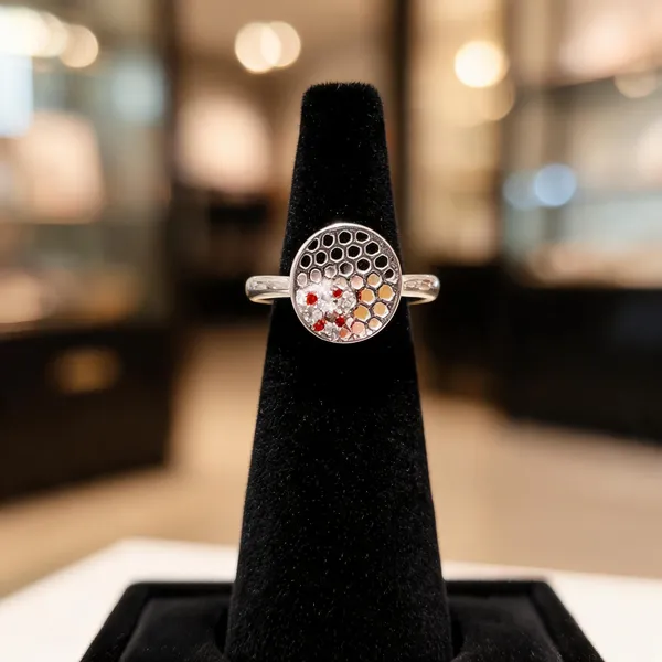 Silver_Honeycomb_Red_Stone_Statement_Ring_For_Women