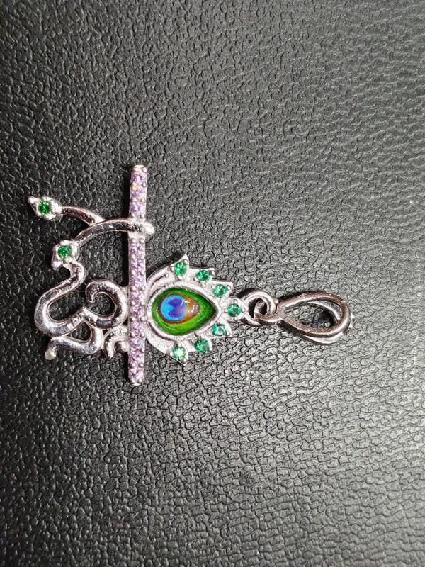 Silver_Om_Symbol_Stone_Embellished_Pendant_Charm_For_Unisex