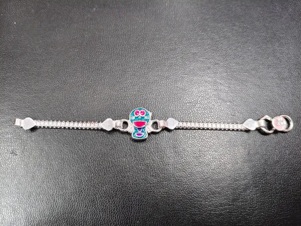 Silver_Tone_Doraemon_Enamel_Charm_Bracelet_For_Unisex