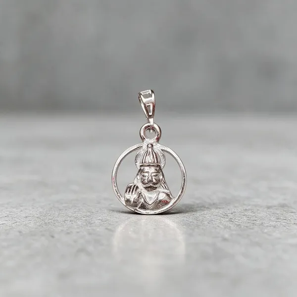 Silver_Circular_Framed_Hanuman_Devotional_Pendant_For_Unisex