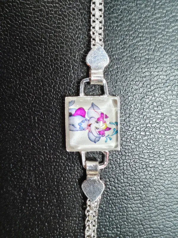 Silver_Tone_Unicorn_Floral_Charm_Bracelet_For_Unisex
