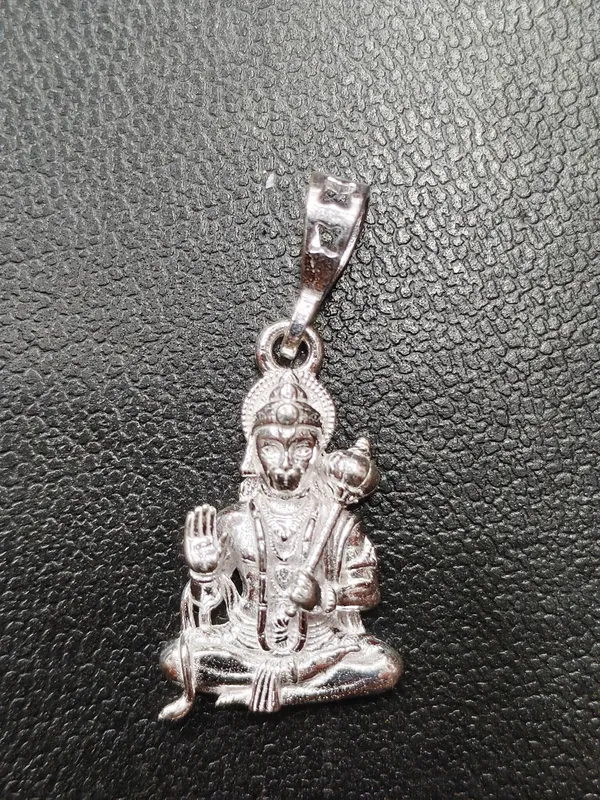 Silver_Seated_Hanuman_Devotional_Pendant_For_Unisex