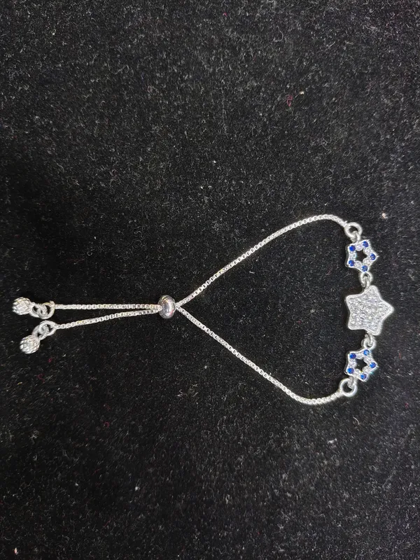 Silver_Star_Charm_Blue_Stone_Adjustable_Bracelet_For_Women