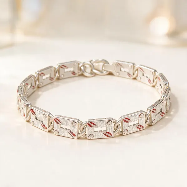 Silver_Geometric_Rectangular_Link_Bracelet_For_Unisex