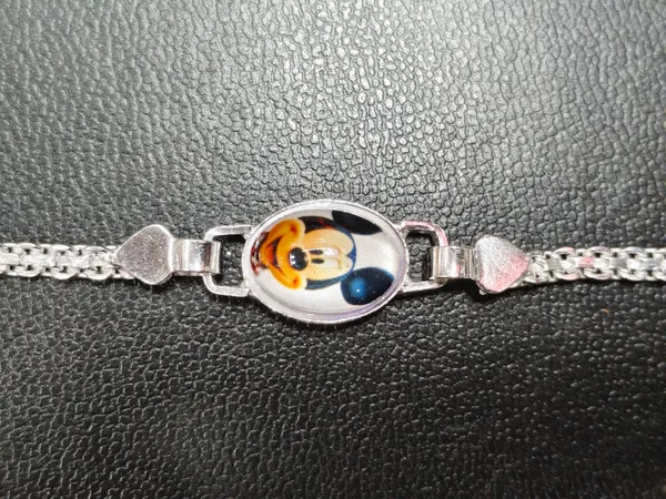 Silver_Tone_Mickey_Character_Charm_Bracelet_For_Unisex