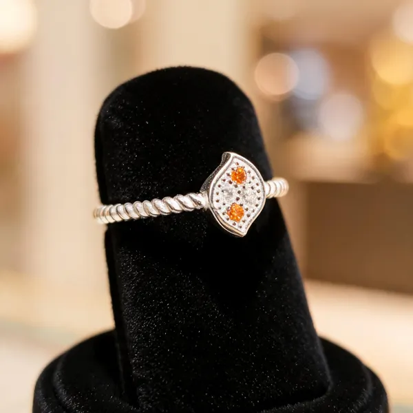 Silver_Tone_Orange_Stone_Studded_Ring_For_Women