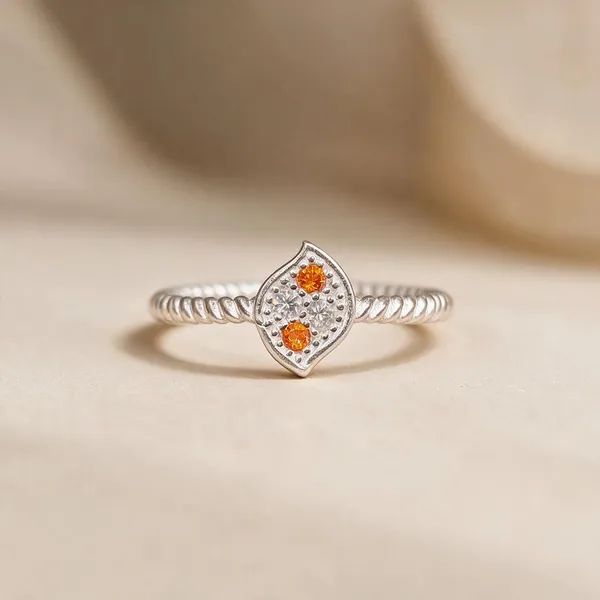 Silver_Orange_Stone_Studded_Ring_For_Women