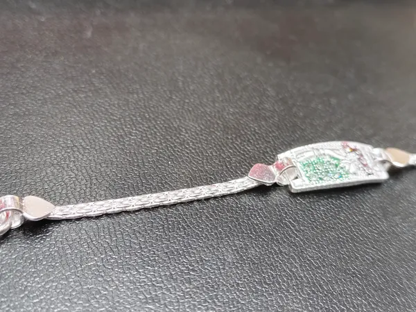Silver_Tone_Green_And_Red_Stone_Bracelet