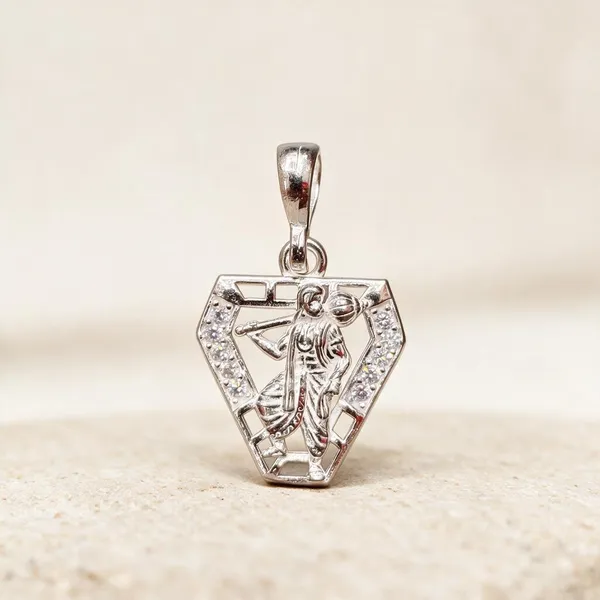 Silver_Krishna_Motif_Triangular_Religious_Pendant_For_Unisex