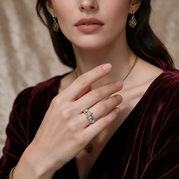 Silver_Blue_Stone_Star_Motif_Ring_For_Women
