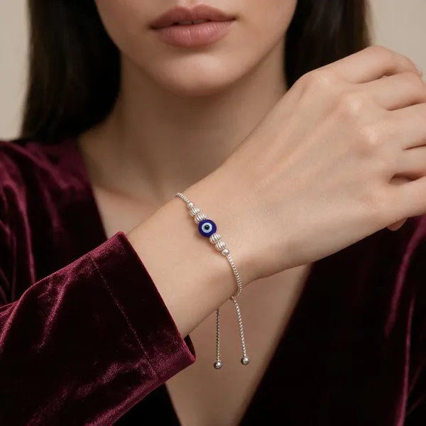 Silver_Evil_Eye_Blue_Bead_Adjustable_Bracelet_For_Women