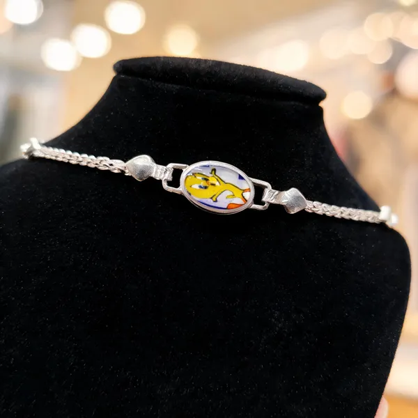 Silver_Cartoon_Oval_Charm_Chain_Bracelet_For_Unisex
