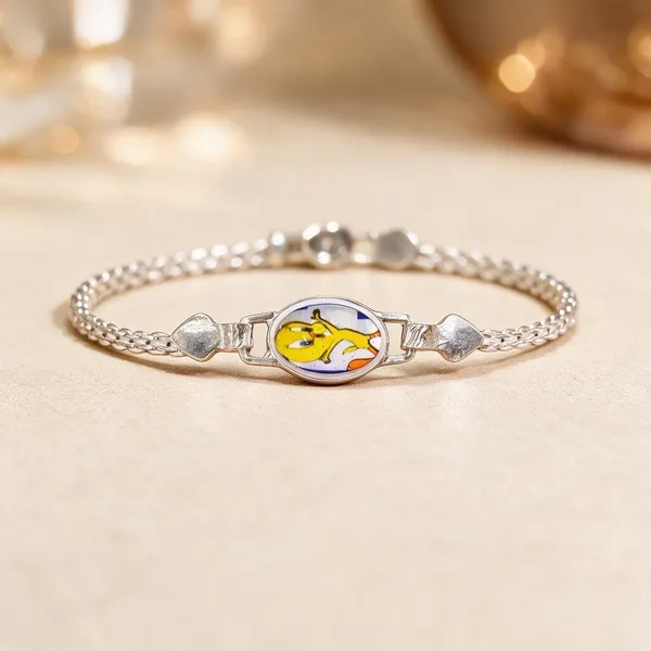 Silver_Cartoon_Oval_Charm_Chain_Bracelet_For_Unisex