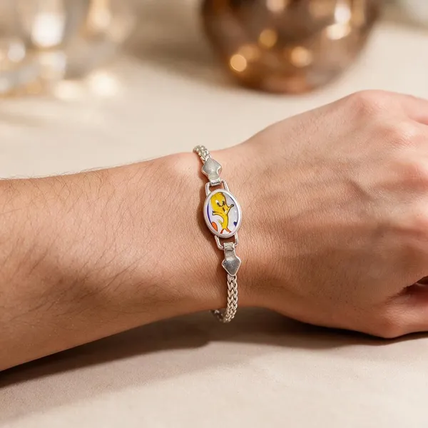 Silver_Cartoon_Oval_Charm_Chain_Bracelet_For_Unisex