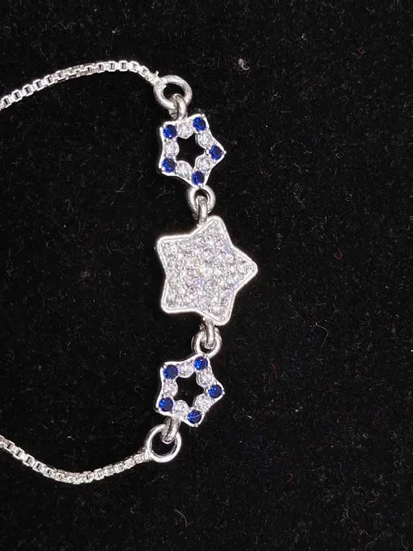 Silver_Star_Charm_Blue_Stone_Adjustable_Bracelet_For_Women