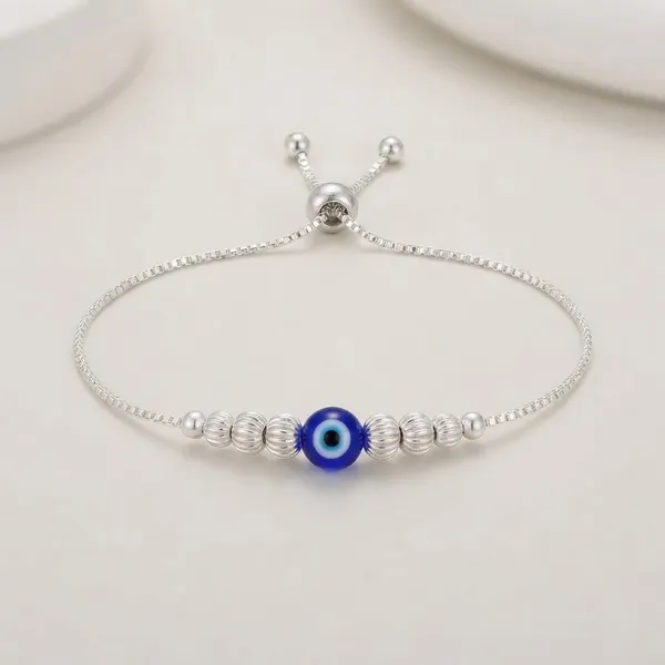 Silver_Evil_Eye_Blue_Bead_Adjustable_Bracelet_For_Women