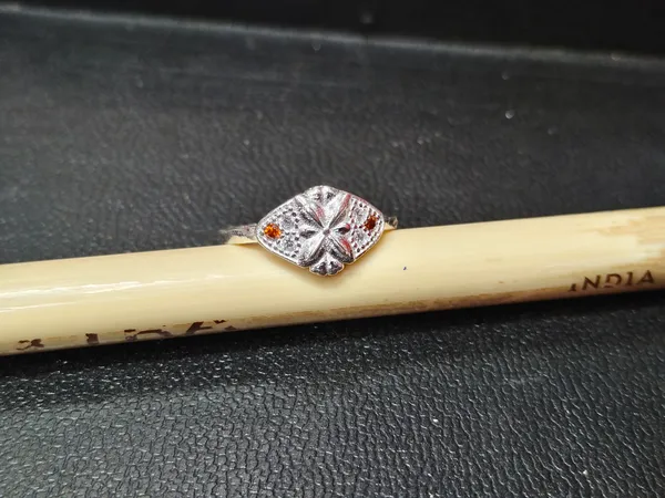 Silver_Floral_Orange_Stone_Ring_For_Women
