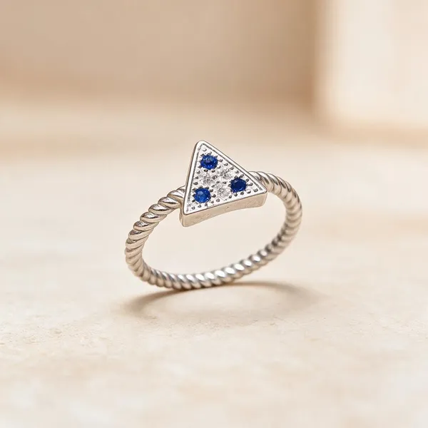 Silver_Triangle_Blue_Stone_Ring_For_Women