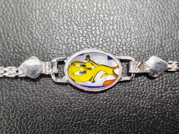 Silver_Cartoon_Oval_Charm_Chain_Bracelet_For_Unisex