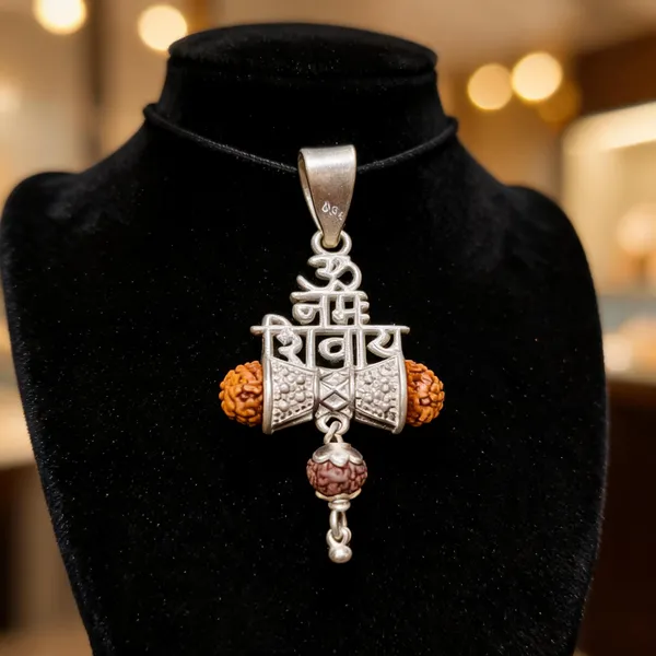 Silver_Tone_Om_Namah_Shivaya_Rudraksha_Religious_Pendant_For_Unisex