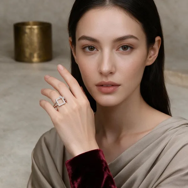 Silver_Square_Bow_Stone_Ring_For_Women