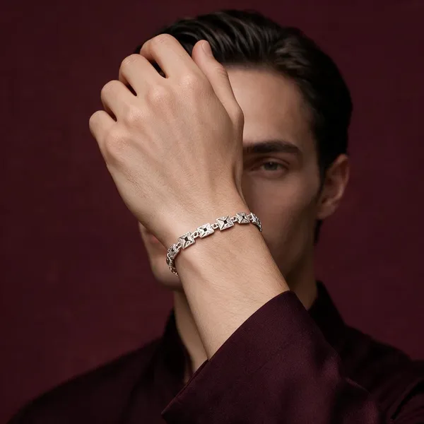 Silver_Rectangular_Oval_Link_Bracelet_For_Men