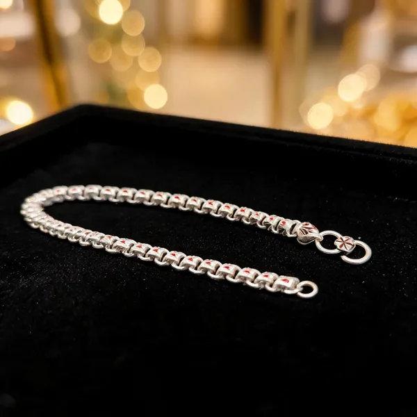 Silver_Tone_Bead_Link_Chain_Bracelet_For_Women