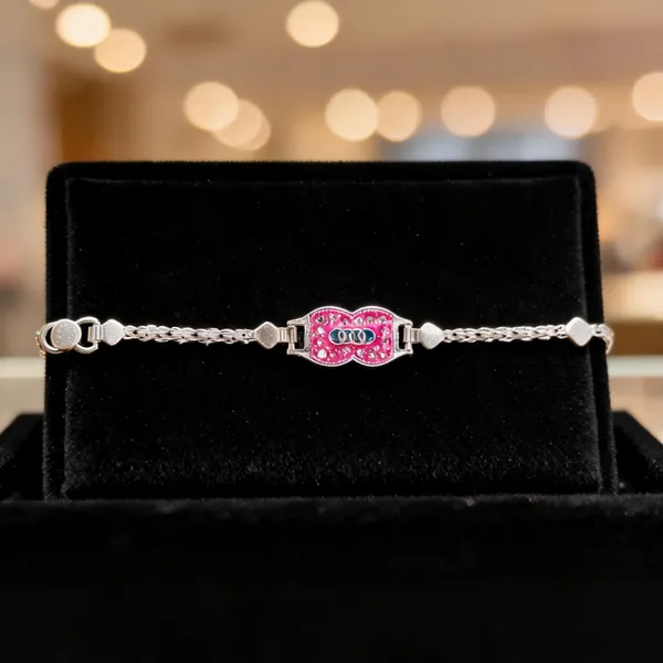 Silver_Pink_Stone_Charm_Bracelet_For_Women