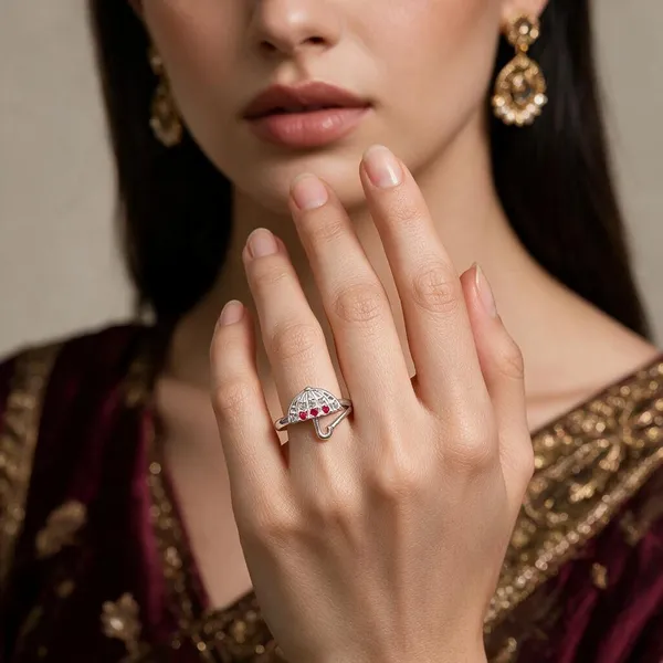 Silver_Umbrella_Motif_Ring_For_Women