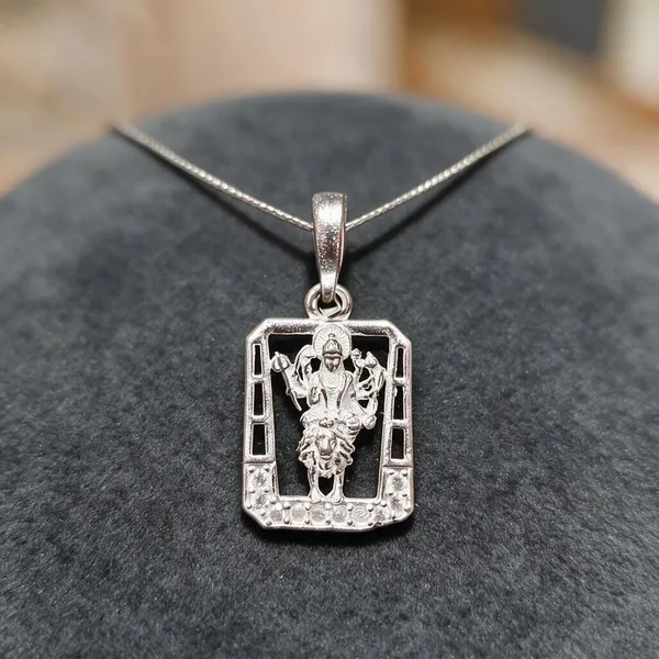 Silver_Religious_Deity_Rectangular_Pendant_For_Unisex