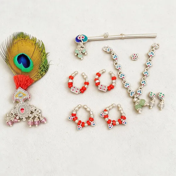 Silver_Multicolour_Floral_Bead_Traditional_Jewellery_Set_For_Women