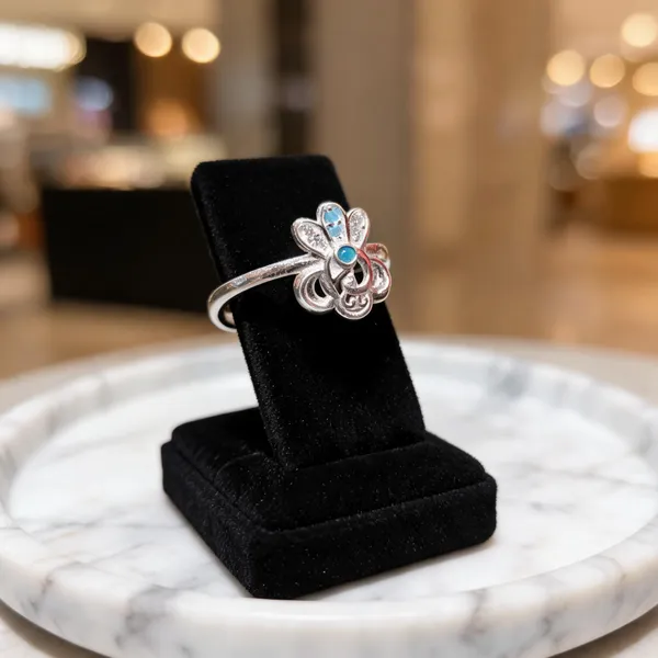 Silver_Floral_Blue_Stone_Ring_For_Women