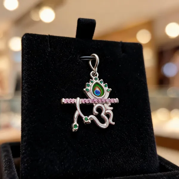 Silver_Om_Symbol_Stone_Embellished_Pendant_Charm_For_Unisex