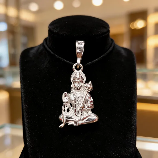 Silver_Seated_Hanuman_Devotional_Pendant_For_Unisex
