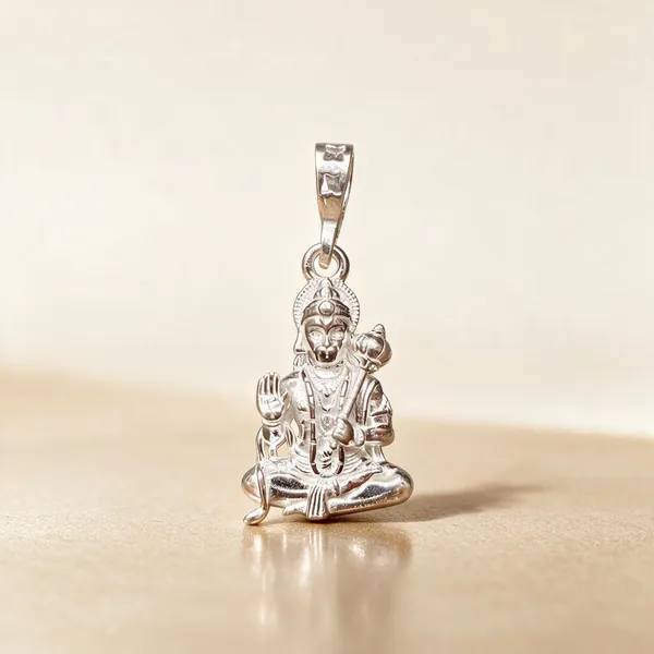 Silver_Seated_Hanuman_Devotional_Pendant_For_Unisex