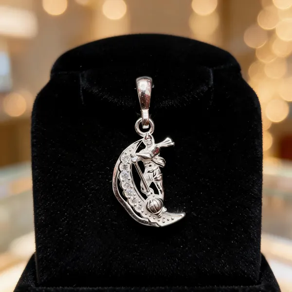 Silver_Basketball_Player_Crescent_Stone_Pendant_For_Unisex