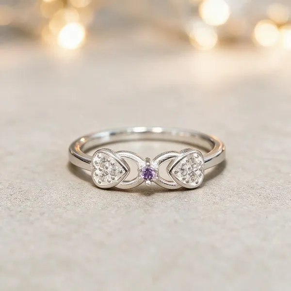 Silver_Rhinestone_Bow_Blue_Accent_Ring_For_Women