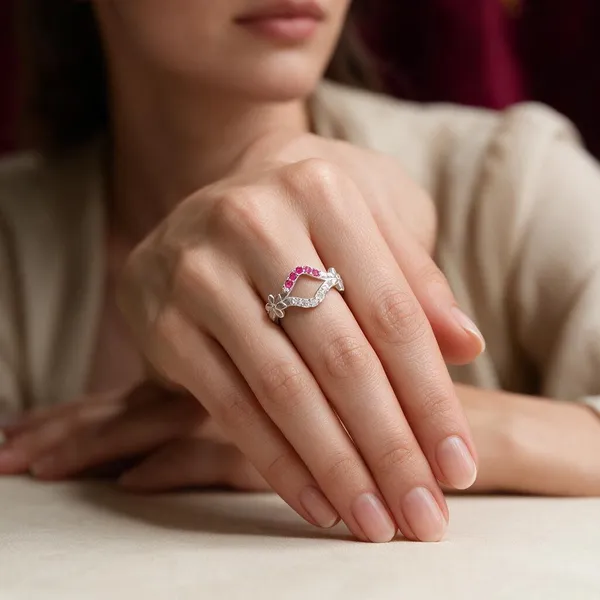 Silver_Pink_Clear_Stone_Geometric_Ring_For_Women