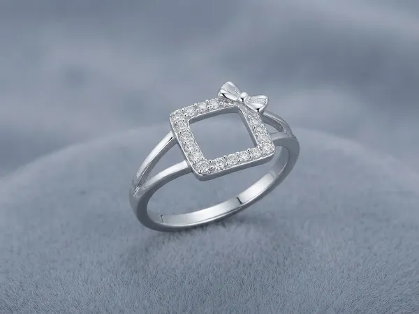 Silver_Square_Bow_Stone_Ring_For_Women