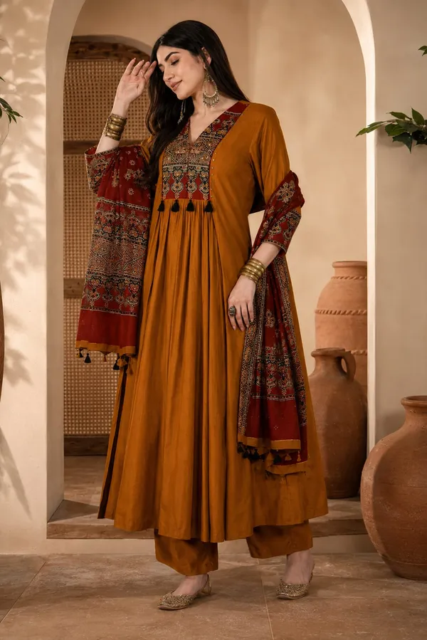 Mustard_Yellow_Printed_Anarkali_Kurta_Set_with_Maroon_Dupatta_from_style_kurta