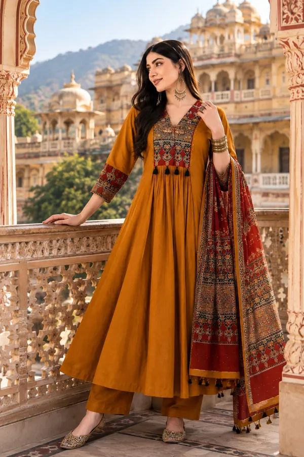 Mustard_Yellow_Printed_Anarkali_Kurta_Set_with_Maroon_Dupatta_from_style_kurta