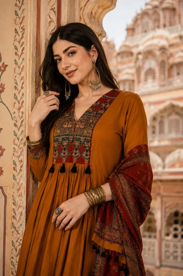 Mustard_Yellow_Printed_Anarkali_Kurta_Set_with_Maroon_Dupatta_from_style_kurta