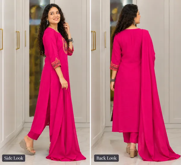 Rani_Pink_Mirror_Work_Embroidered_Kurta_Pant_Dupatta_Set