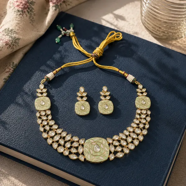 Meenakari_Kundan_Polki_Cushion_Lattice_Necklace_Set_|_K_Gold