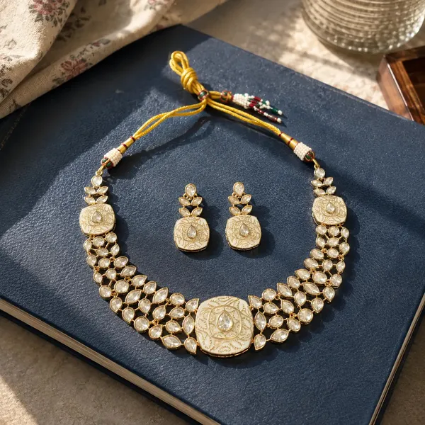 Meenakari_Kundan_Polki_Cushion_Lattice_Necklace_Set_|_K_Gold