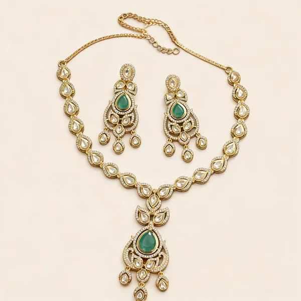 Kundan_Polki_Teardrop_Lattice_Chandelier_Necklace_Set_|_K_Gold_&_Mehendi_Gold