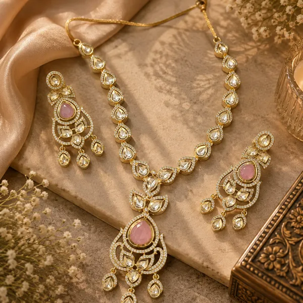 Kundan_Polki_Teardrop_Lattice_Chandelier_Necklace_Set_|_K_Gold_&_Mehendi_Gold