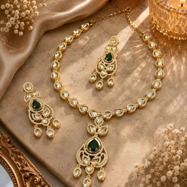 Kundan_Polki_Teardrop_Lattice_Chandelier_Necklace_Set_|_K_Gold_&_Mehendi_Gold